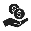 © Vector contributor - Hand holding two dollar symbols representing financial transactions and investments. isolated on white background, Vector, illustration