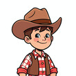 © Pulu - Cute Cartoon Boy Character Wearing Cowboy Hat and Rustic Outfit