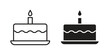 © Rubina - Cake birthday icon linear symbol. Vector Designs.
