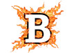© PixelEra Studio - A vibrant and stylized letter b with orange and yellow flames isolated on transparent background