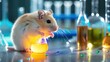 © savittree - Cute Hamster Experimenting in Laboratory with Colorful Chemicals and Glassware Under Bright Lights