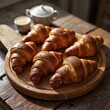 © liliora collection - Fresh Baked Croissants on Rustic Wooden Table