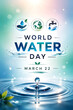 © aigiants - Beautiful eco friendly poster design featuring nature icons and falling drops raising global awareness about crucial resource conservation on the highly important world water day