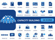 © Lisa - Capacity building icon set. Containing training, learning, knowledge book, diploma, graduation, checklist, dashboard, analytics, teamwork, coaching and more. Solid fill icons collection.