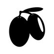 © Siam - Silhouette of two black olives on a twig with a leaf isolated