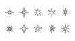 © naisa - Collection of Outline Starburst and Sparkle Shapes, Festive Decorative Elements, Isolated White Background