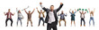 © Ljupco Smokovski - Group of happy and diverse people cheering and gesturing