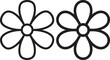 © Md - Two simple outline drawings of daisy-like flowers with six petals each, perfect for spring or garden themes.