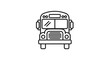 © ikhan6006 - Classic School Bus Front View Line Icon, Outline Drawing of Educational Transport Vehicle, Simple School Bus Graphic Isolated White Background