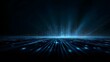 © Anyket - High speed data connection abstract background showing perspective lines of blue light moving toward bright horizon with floating data particles representing technology and fiber optics network