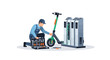 © Ishara sandeepa - Electric scooter repair technician vector illustration
