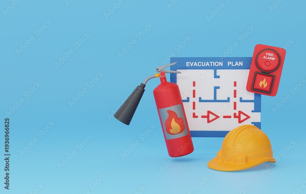 OSHA concept with space for text. Fire safety in the workplace. Safety ...