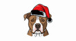© nopen - A dog wearing a red Santa hat with white trim and a black pom-pom