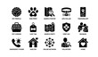 © Cali6ro - Pet rescue icons: search tools, gps collar, tracking app, shelter, volunteer support