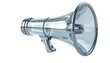 © Aprone - Transparent megaphone icon on black. Highly reflective chrome and glass construction