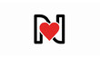 © Wahida - Creative letter N with heart shape love monogram romantic alphabet logo vector illustration