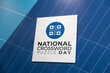 © Salmanmughal - National Crossword Puzzle Day poster with circular blue emblem and bold text on geometric grid background celebrating word games, vocabulary, and brain skills    generative ai