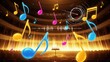 © Zakir - Vibrant musical notes dance in a grand concert hall with a spotlight
