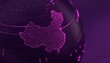 © Imro Stock - Vibrant digital map of China on globe with purple neon lines for business, technology, or travel projects that require a dynamic and stylish visual element.