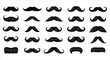 © sourov - A collection of various black mustache shapes arranged in a grid pattern