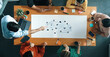 © InfiniteFlow - A diverse group of professionals engage in a collaborative meeting, utilizing digital tools and discussing innovative ideas on a whiteboard in a modern office setting. Trope