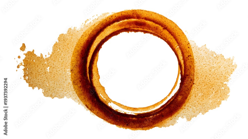 Coffee Stain Ring Mark on White Background. Stock Photo | Adobe Stock