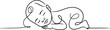 © firoz - One line drawing illustration of a baby. Vector Abstract minimalist line drawing of small cute baby sleeping. one line Icon drawing