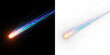 © Margary - Glowing comet trail isolated on black background, bright comet streak, luminous shooting star trail, cosmic light streak effect, glowing meteor path for space and astronomy visuals