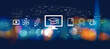 © Tierney - E-learning concept with blurred city at night