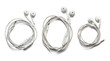 © Terri - three pairs of white earbuds, each coiled and presented with their audio connector, isolated on a pure transparent background for clear focus.