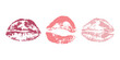 © Daria Shane - Set of lipstick kiss print Different shapes and colors imprint of lips Red pink female sexy lips makeup Design elements for beauty fashion poster Valentines Day wedding