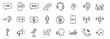 © Purnorup Dream IT  - Voice and audio line icon set with microphone speech bubble, sound wave signal, headset call center, human ear hearing, phone communication more vector illustration or editable stroke.