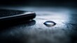© HPMP Studio - Smartphone on wet surface with water droplet.