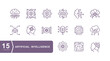 © Haritselarif - Set Vector Line Icons of Artificial Intelligence. Machine learning outline pictograms. Machine learning icons set.