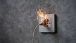 © Jane_S - Electrical outlet sparking and burning on concrete wall