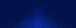 © sutthichai - Dark blue technology background featuring a circuit board in perspective with wide copy space above. Glowing digital paths symbolize connectivity data processing, and innovative tech solutions