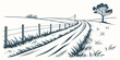 © MST RABEYA BEGUM - A dirt road with a fence and a tree Vector