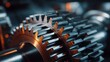 © NovaVision - Close-up view of interlocking metal gears in a mechanical system, highlighting precision engineering