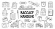 © ieps - Collection of hand-drawn icons representing baggage handling and airport operations