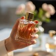 © Tresno - Elegant Perfume Bottle in Hand - A Fragrant Moment of Luxury.