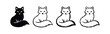 © liubomir118809 - Set of four stylized sitting fox icons with bushy tails in different graphic styles, black silhouettes and outlines on a white background.
