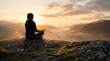 © FikStock - Serene woman meditating on mountain peak at sunrise with breathtaking valley view
