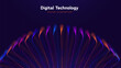 © Oleg - Big Data Technology Background With Neon Data Streams Digital Waves. Digital Transformation, Analytics, Modern Computing Systems. Big Data Technologies And Data Networks Concepts. Vector Illustration.