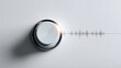 © Helga - Minimal Volume Control Dial with Sound Wave on White Background ultra realistic minimal product style image showing a white circular volume control knob mounted on a clean white su
