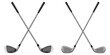 © MST Hasina - Two pairs of crossed golf clubs on white background Keywords: golf, club, sport, equipment, game, hobby, recreation, athletic
