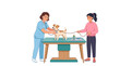 © Badak - Veterinarian Examining a Small Dog with Owner Present.