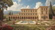 © The 2R Artificiality - Background showing ancient villa fresco art with generous copy space
