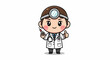 © ana - Smiling cartoon doctor with headlight.