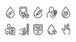 © naufal - Set of thin line icons representing diabetes management with blood glucose testing and insulin injection, concept for medical infographics, healthcare applications and patient education materials