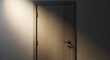 © Tukijo - Illuminated wooden door set against a gradient wall backdrop indoors